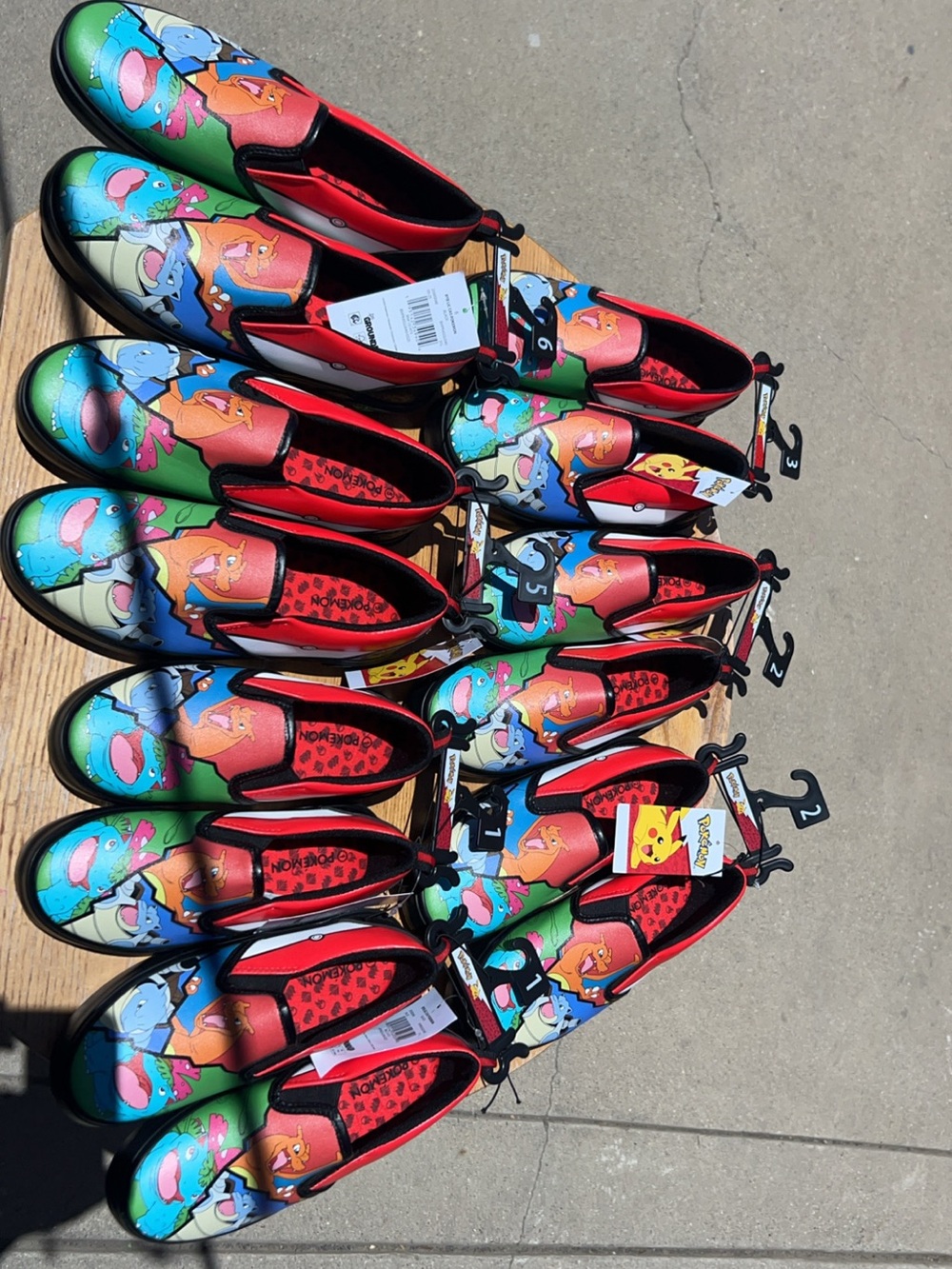 Pokemon Kids Slip-On Sneakers in Red, Green, Blue and Orange